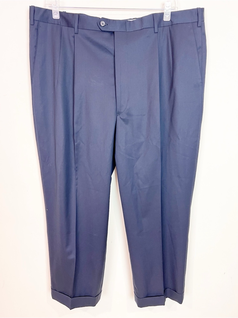 JB BRITCHES NAVY BLUE PLEATED MADE IN ITALY CUFFED DRESS SLACKS PANTS SZ 42R